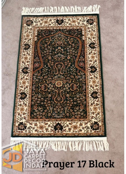 Sajadah Imam  Solomon  motif Prayer 17 Black ukuran 80 cm x 120 cm 